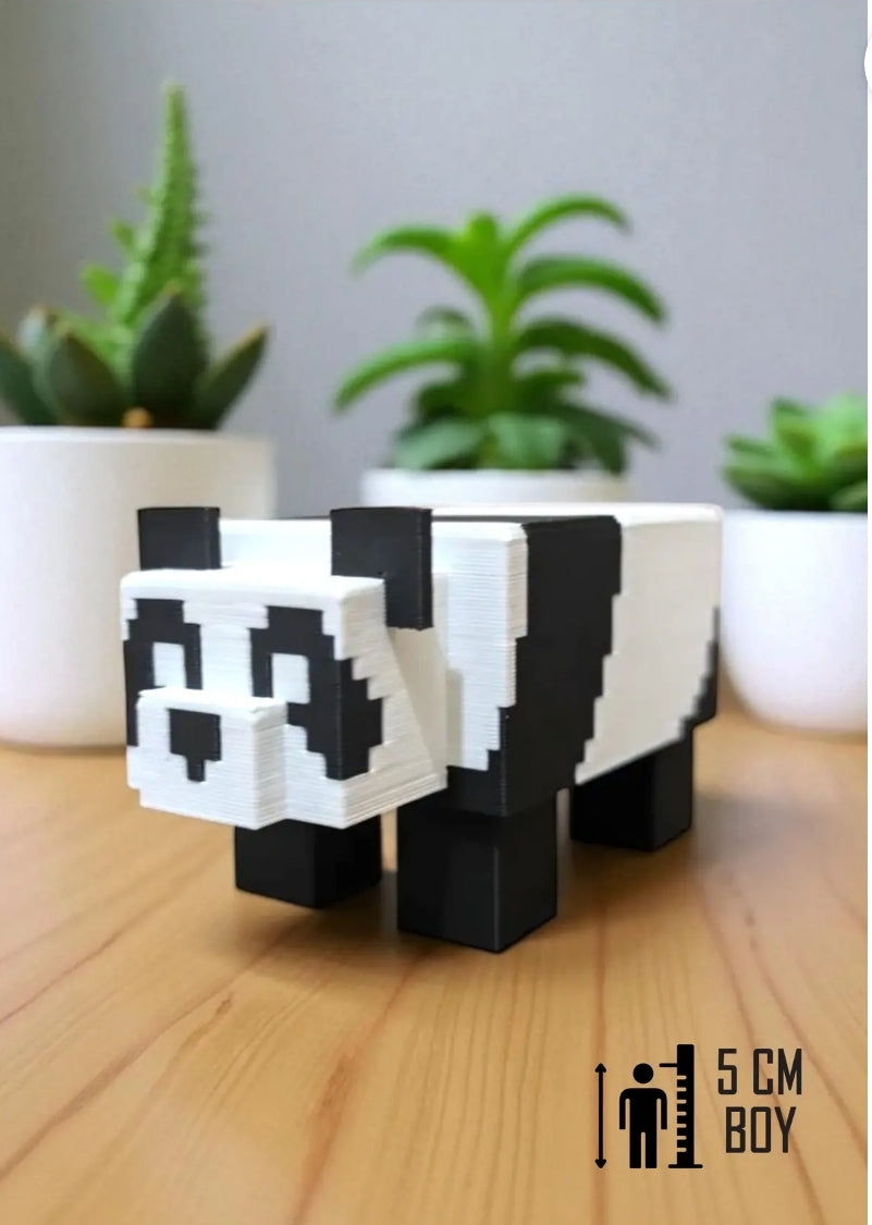 Pixel Panda Mini Figür – Masa Üstü Dekor