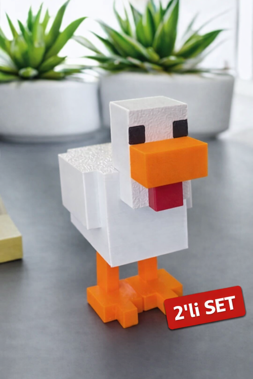 Pixel Tavuk Mini Figür - Masa Üstü dekor